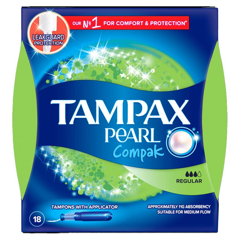 Tampax Pearl Compak Tampons Regular 18 Pack