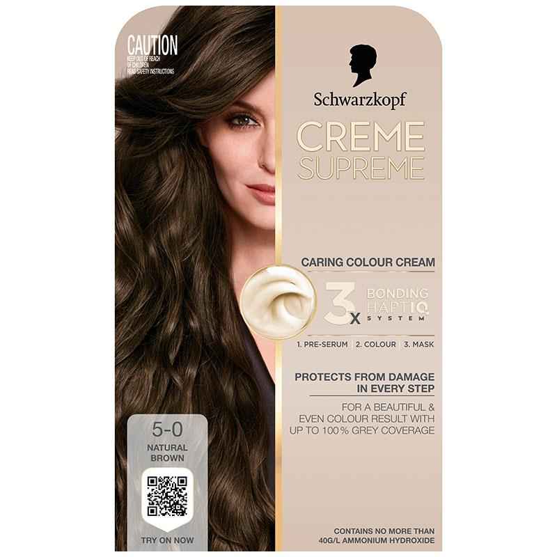 Schwarzkopf Creme Supreme Permanent Natural Brown Hair 5-0