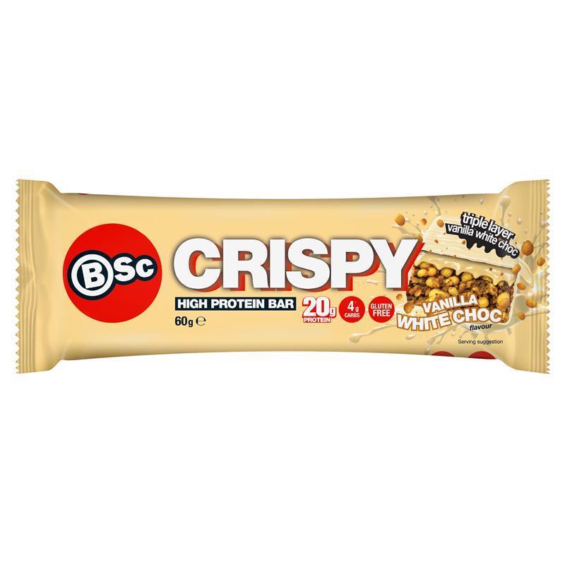 BSc Crispy Protein Bar Vanilla White Choc 60g
