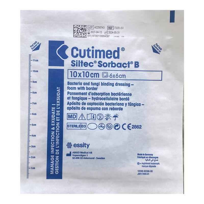 Cutimed Siltec Sorbact B 10cm x 10cm Single Dressing