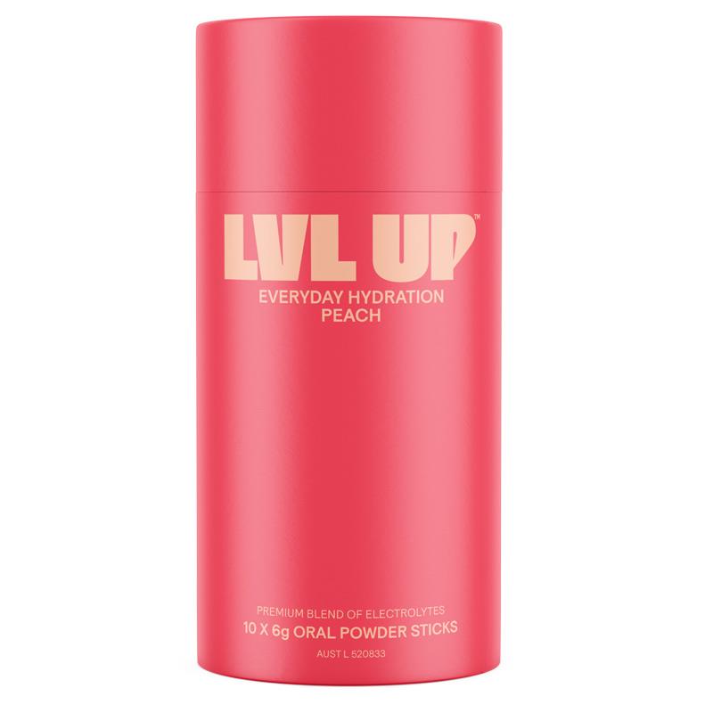 Lvl Up Everyday Hydration Sticks Peach 10 Pack