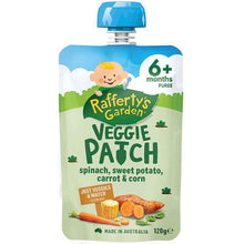 Raffertys Garden Veggie Patch Spinach Sweet Potato Carrot & Corn Baby Food Pouch 6 Months 120g