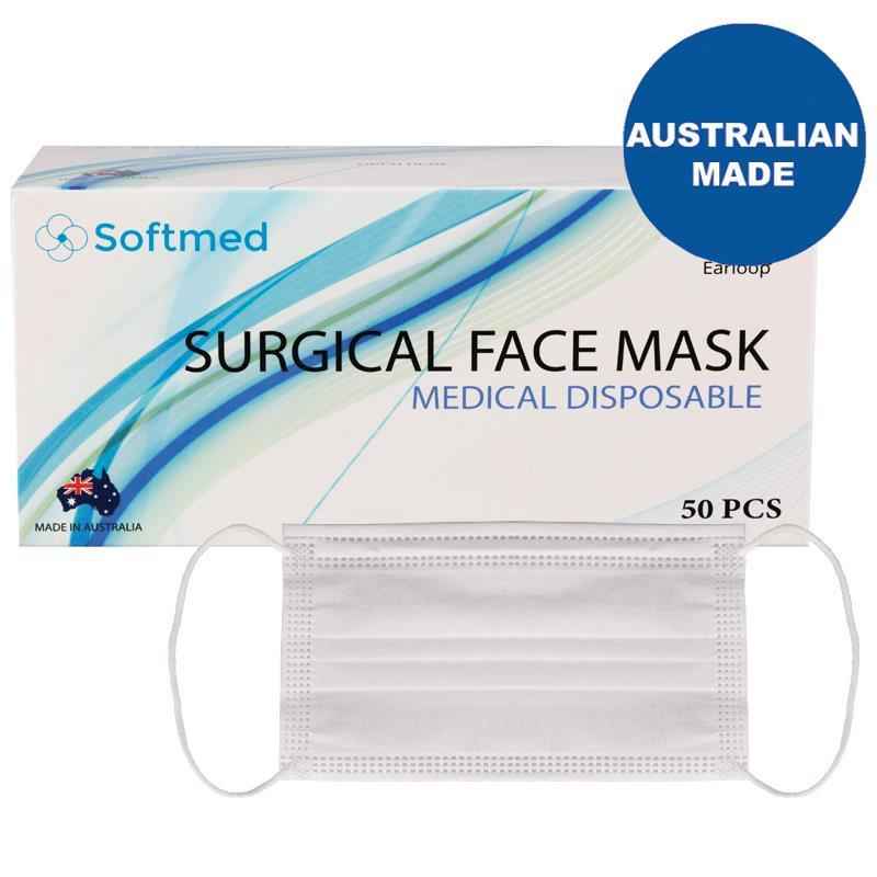 Softmed Surgical Face Masks 50 Pack Australian Made