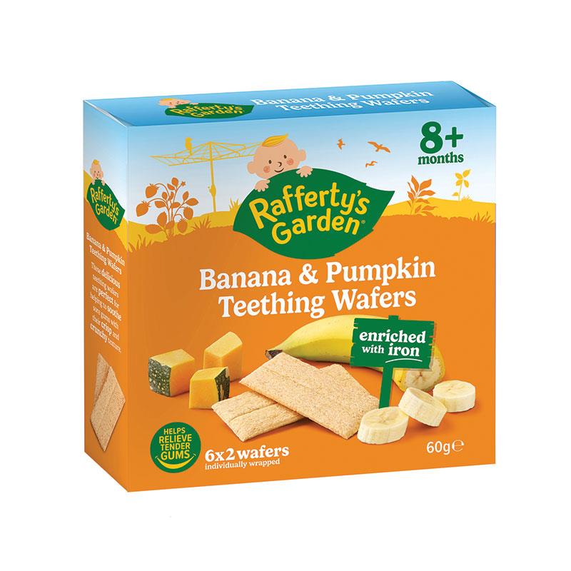 Raffertys Garden Banana & Pumpkin Baby Teething Wafers 8+ Months 60g