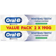Oral B Toothpaste 3D White Whitens Teeth Long Lasting Freshness 2 x 190g  Value Pack