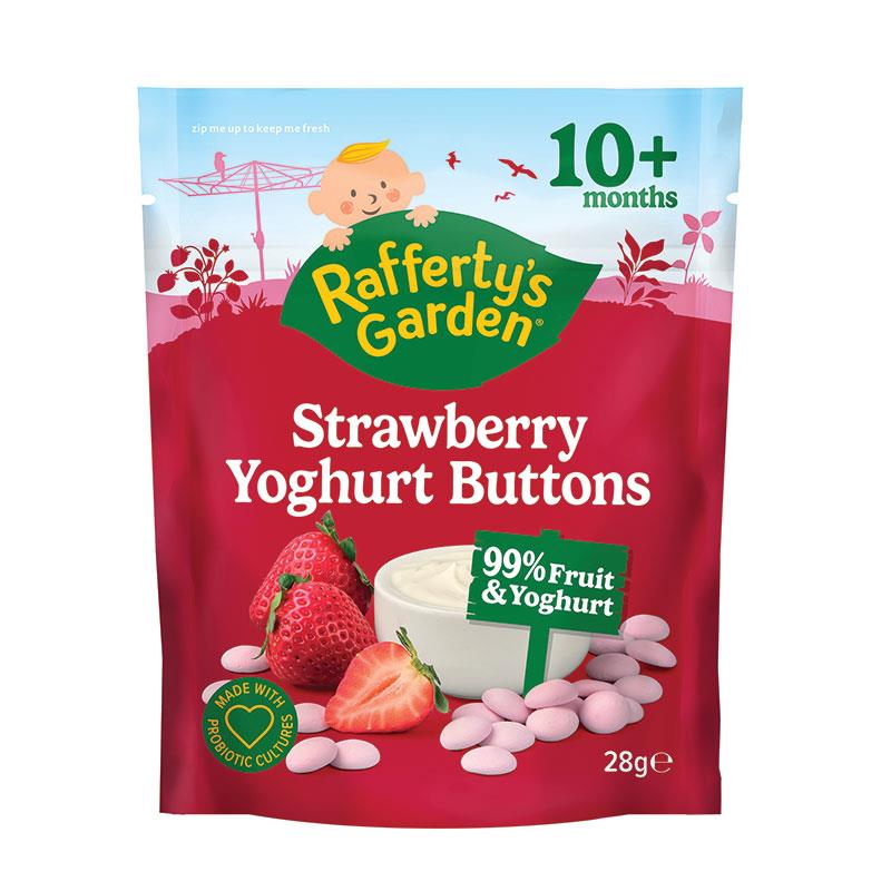 Raffertys Garden 10+ Months Strawberry Yoghurt Buttons Baby 28g