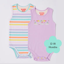 Bambi Mini Co. Supersinglet Bodysuit 12-18 Months Orchid Bloom and Multi Stripe 2 Pack