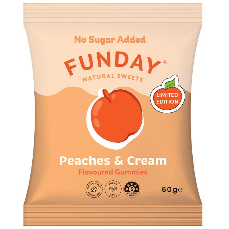 Funday Peaches & Cream Flavoured Gummies 50g
