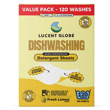 Lucent Globe Dishwashing Detergent Sheets Fresh Lemon 120 Sheets