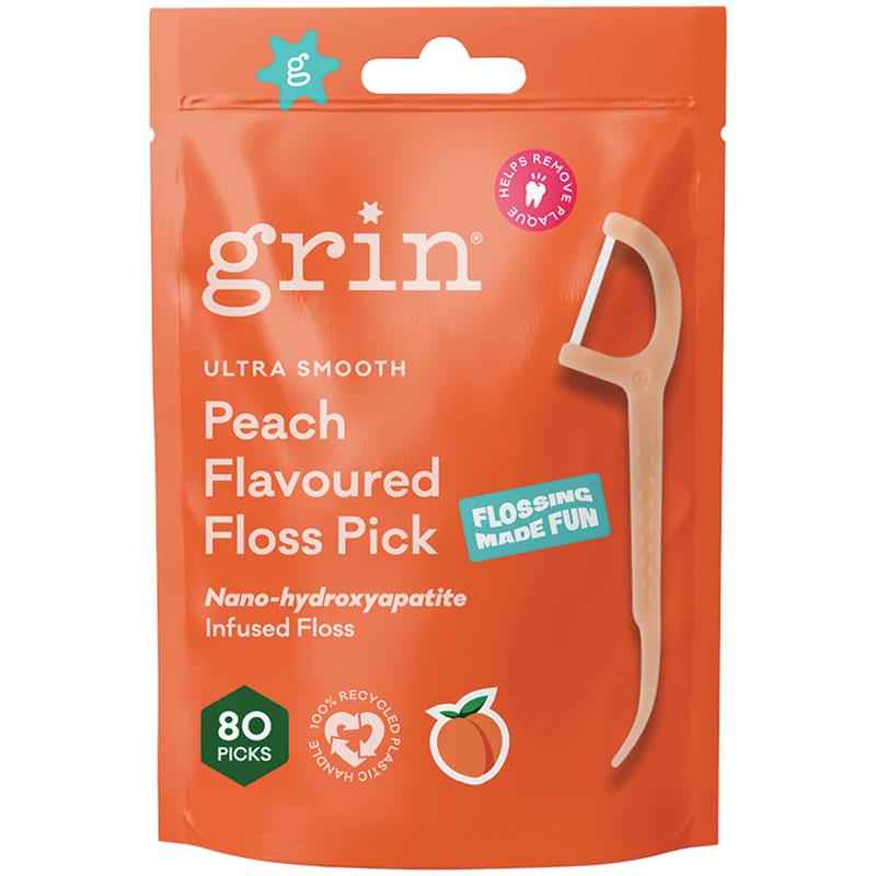 Grin Ultra Smooth Peach Flavoured Floss Picks 80 Pack
