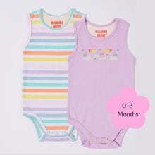 Bambi Mini Co. Supersinglet Bodysuit 0-3 Months Orchid Bloom and Multi Stripe 2 Pack