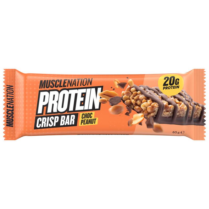 Muscle Nation Crisp Protein Bar Choc Peanut 60g