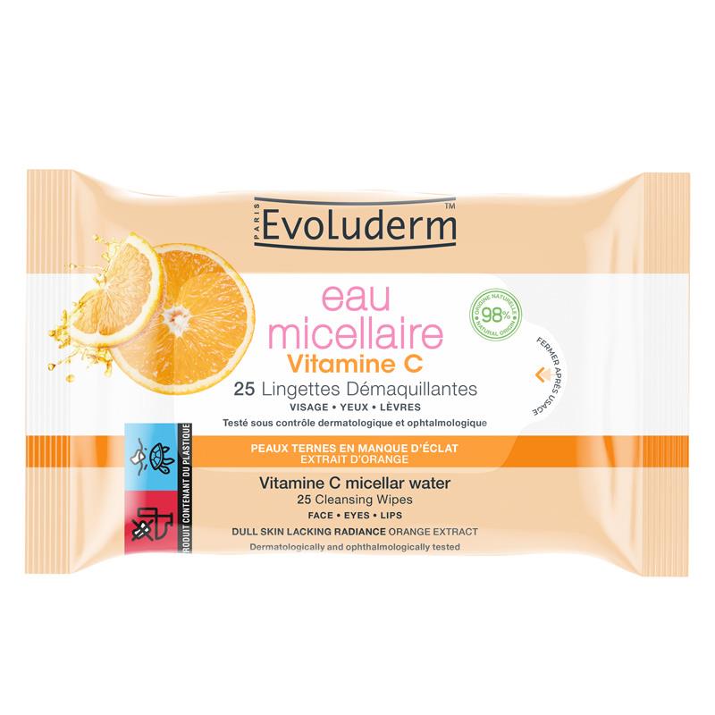 Evoluderm Vitamin C Micellar Water Cleansing Wipes 25