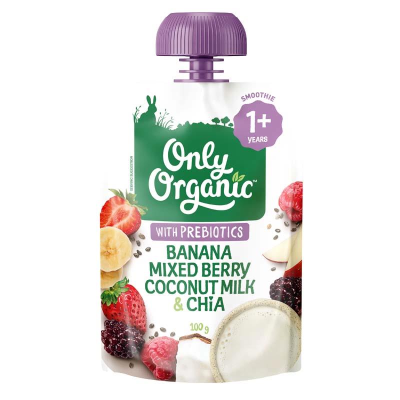 Only Organic Banana Mixed Berry Coconut Milk & Chia 100g