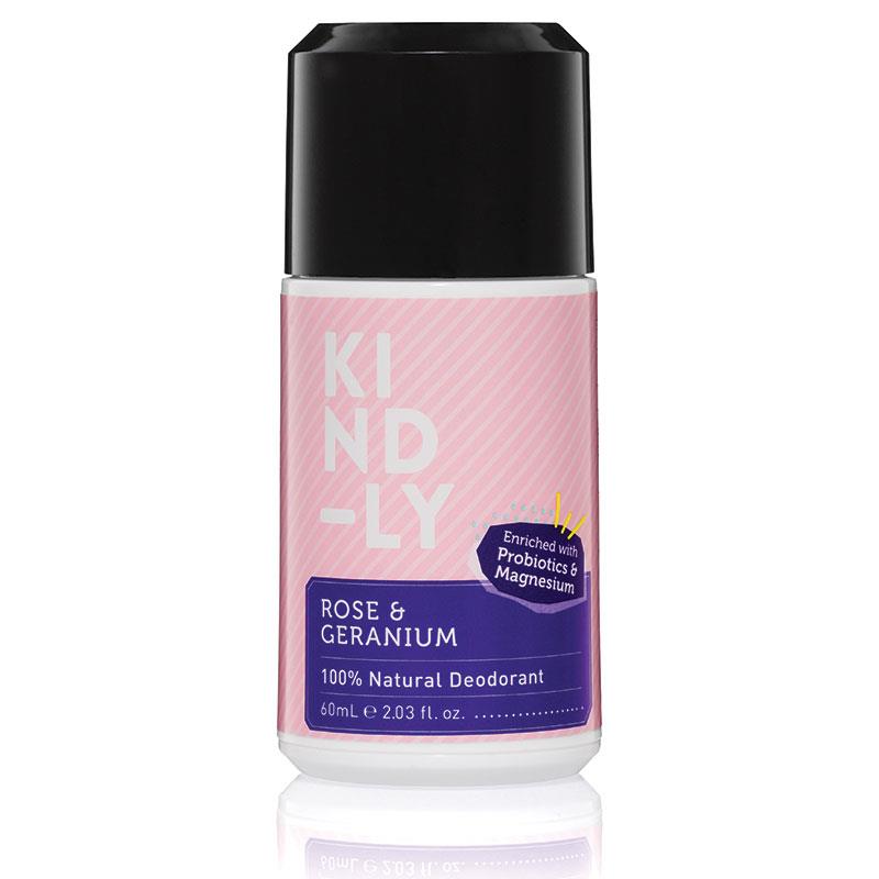 Kind-ly Natural Deodorant Roll On Rose & Geranium 60g
