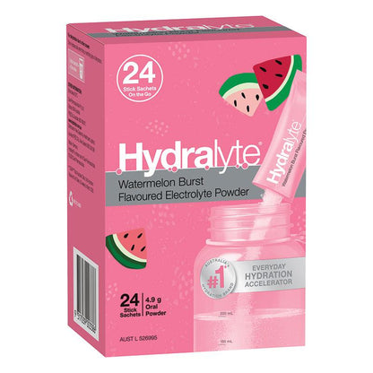 Hydralyte Electrolyte Watermelon Sachets Value Pack 4.9g x 24