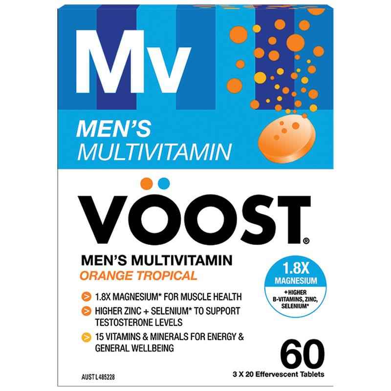 Voost Mens Multivitamin Orange Tropical Effervescent Tablets 60 Pack Exclusive Size