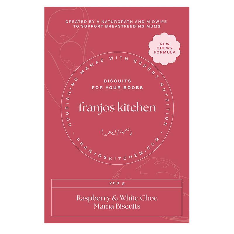 Franjos Kitchen Raspberry and White Choc Mama Biscuits