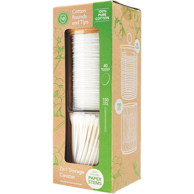 Natural Beauty 2in1 Storage Cotton Rounds and Tips