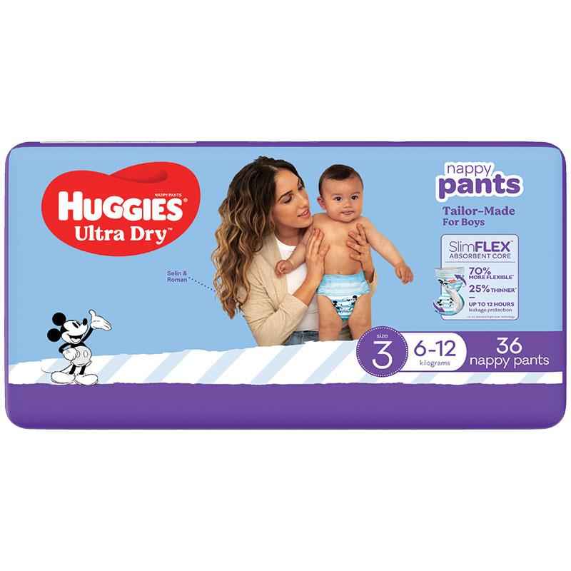 Huggies Ultra Dry Nappy Pants Size 3 Crawler Boy 36 Pack