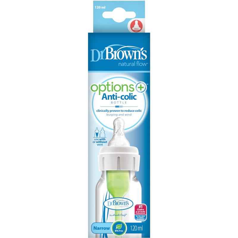Dr Browns Options Anti-Colic With Level 1 Teat Narrow Neck Feeding Bottle 120ml