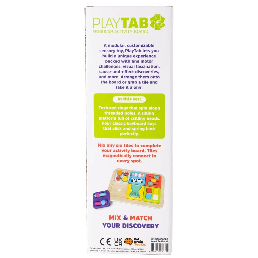 PlayTab Sensory Tiles Set 5 Threads, Teeter Totter and Keyboard Tile by Fat Brain Toys Sensory Cognitive Developmental Toys for Toddlers Baby Toys 12m+