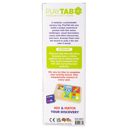 PlayTab Sensory Tiles Set 5 Threads, Teeter Totter and Keyboard Tile by Fat Brain Toys Sensory Cognitive Developmental Toys for Toddlers Baby Toys 12m+