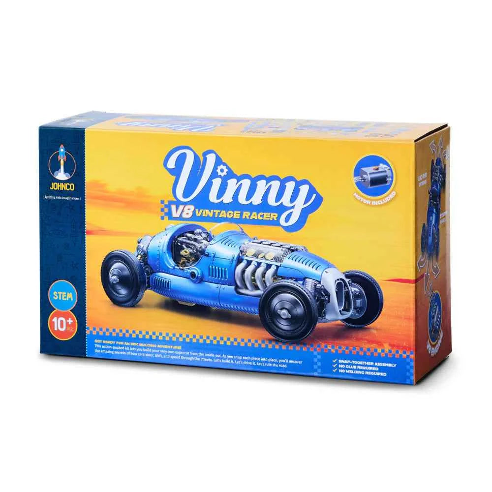 Johnco Vinny V8 Vintage Racer Buildable Car STEM Toys Science Activity Toy Car Gift Idea Clearance 10yrs+