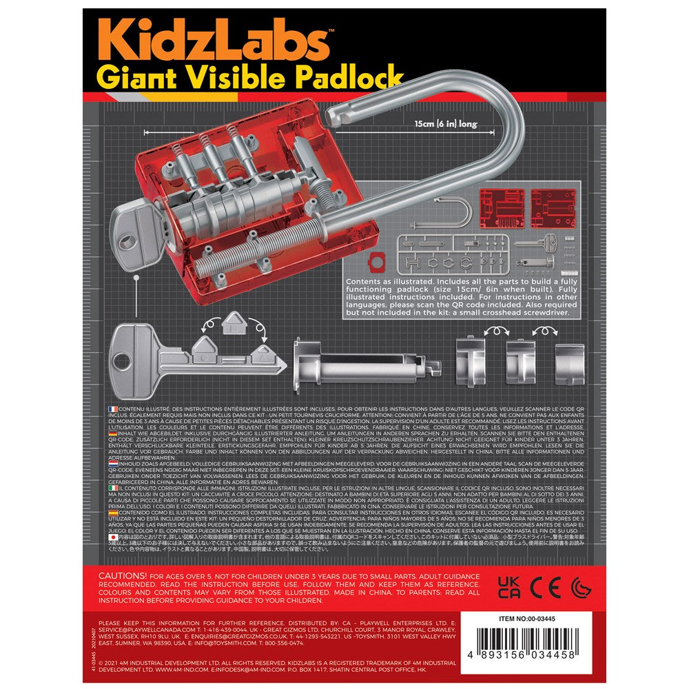 Kidzlabs Giant Visible Padlock Early Science STEM Toys 5yrs+