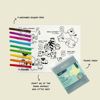 Hey Doodle My First Counting Colouring & Doodle Mat Travel Toys Art and Craft for Kids 3yrs+
