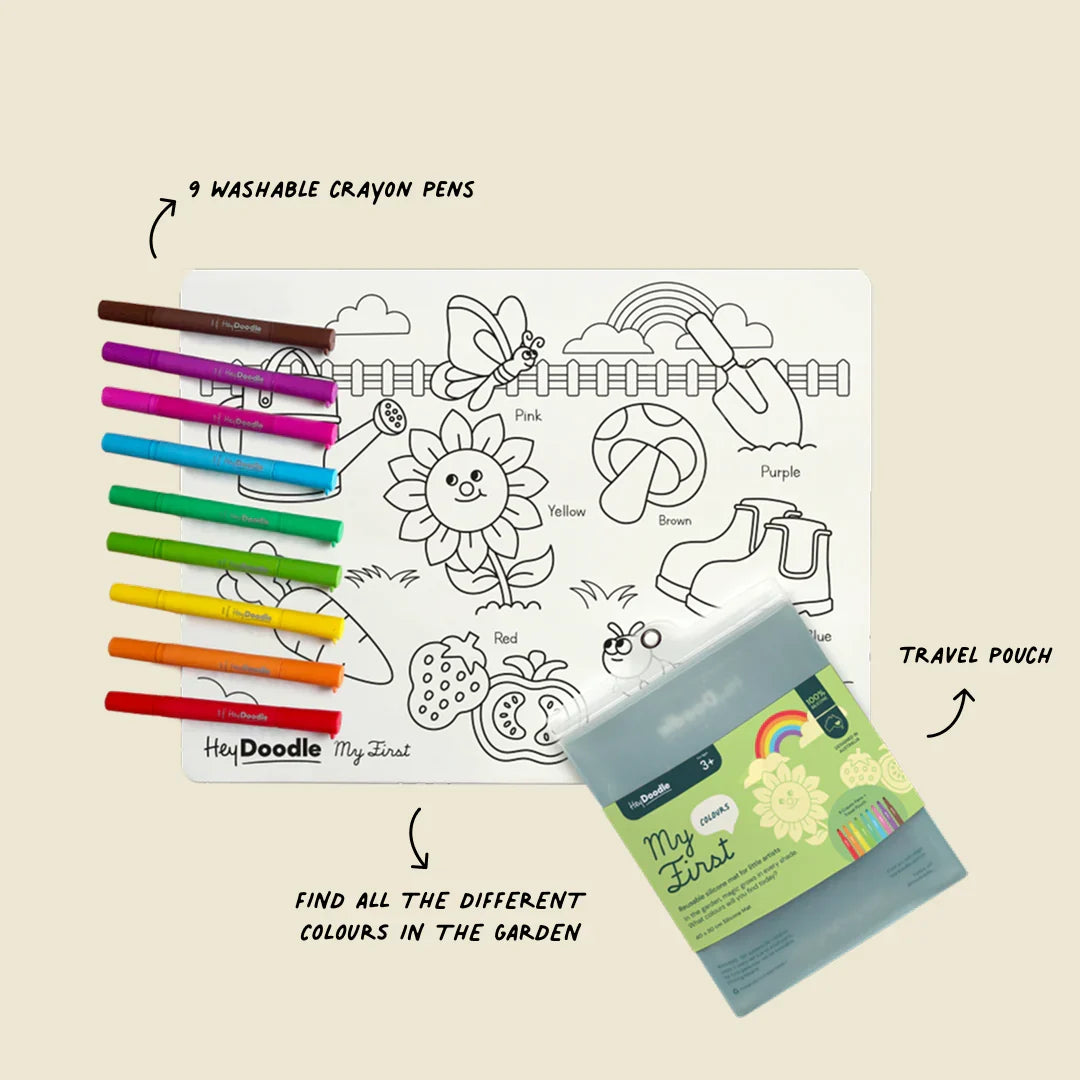 Hey Doodle My First Colours Colouring & Doodle Mat Travel Toys Art and Craft for Kids 3yrs+