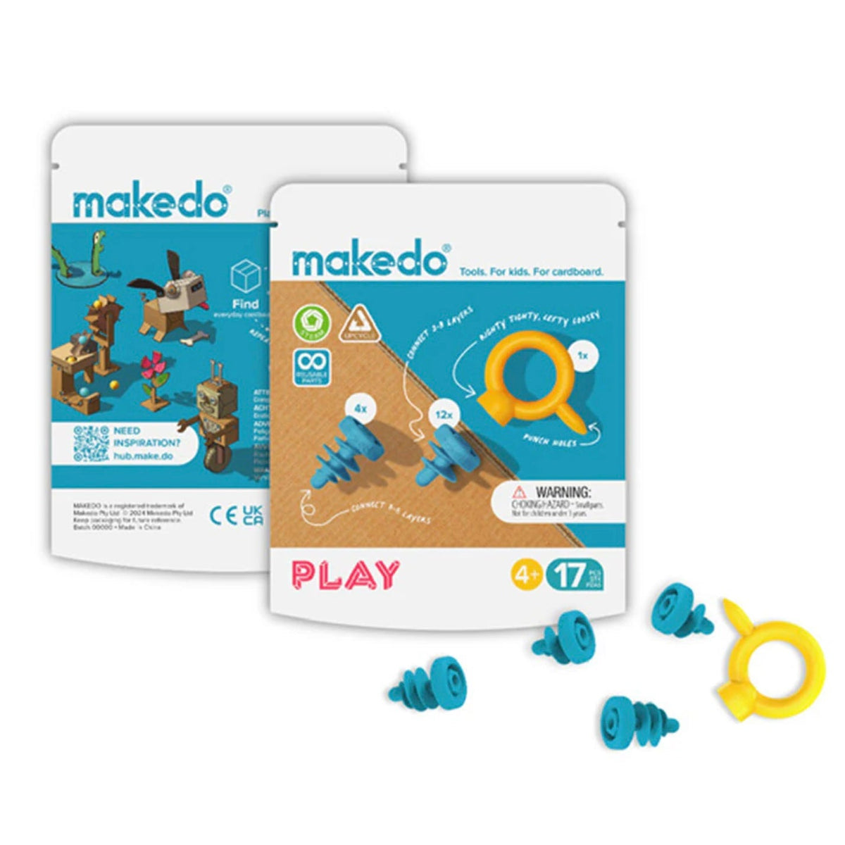 Makedo Australia Play Kit 17pcs Cardboard Construction Mini set Art and Craft for Kids Eco Friendly Gift 4yrs+