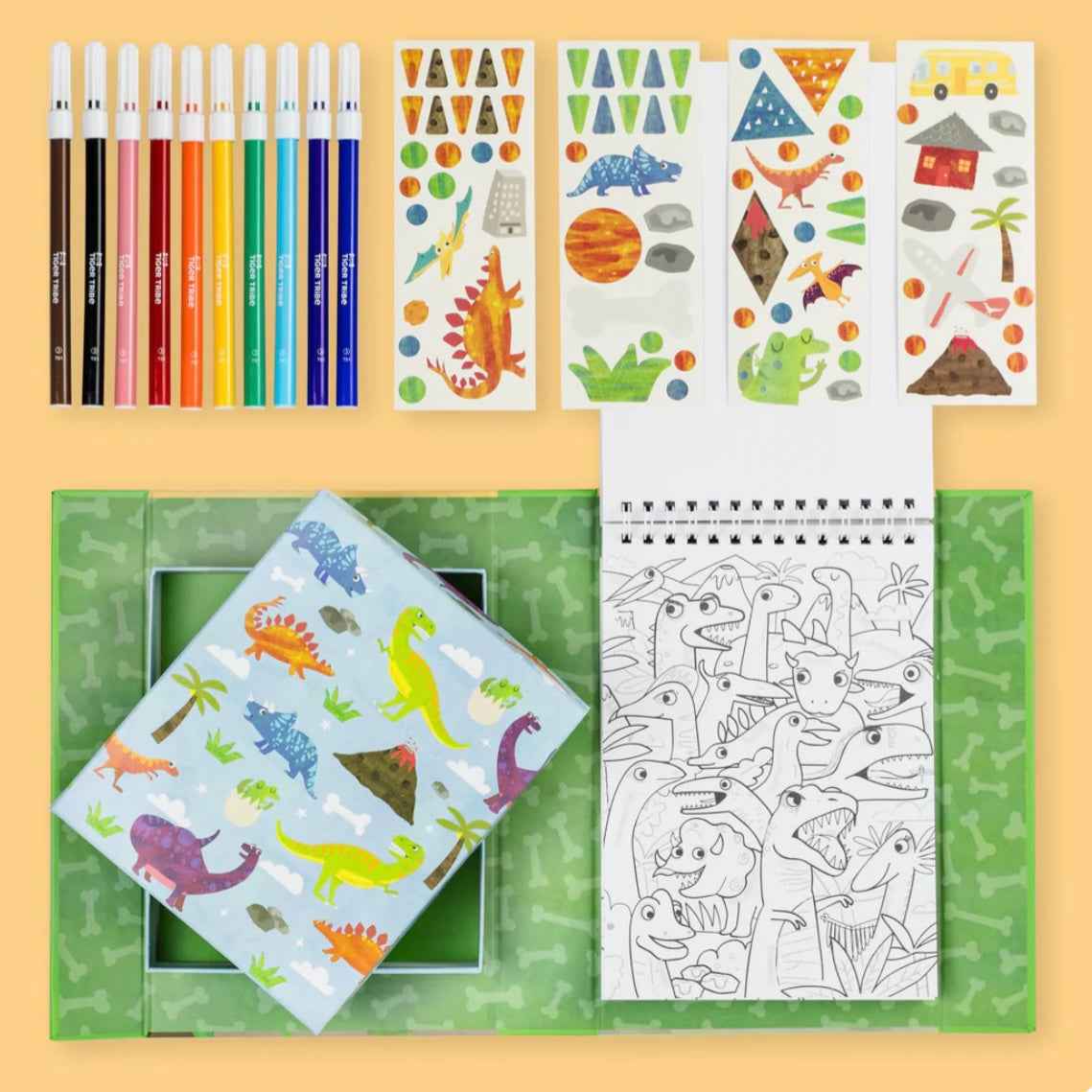 Tiger Tribe Colouring Set Dinosaurs Activity Book Art and Craft for kids Dinosaur and Dragon Theme 4yrs+