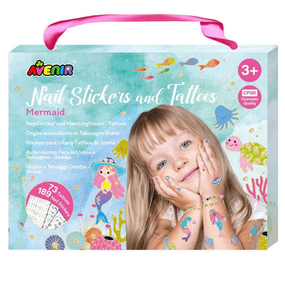 Avenir Mermaid Nail Sticker and Tattoos Makeup Art and craft for kids Best Seller Fairy Unicorn and Castle Theme 3yrs+