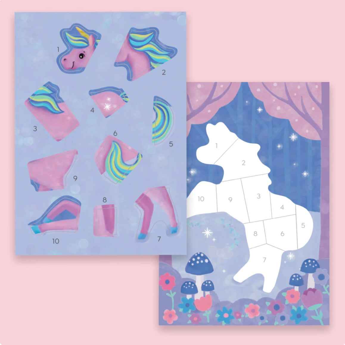 Tiger Tribe Magical Garden Sticker by Numbers Arts and Craft for Kids Fairy Unicorn and Castle Theme 4yrs+