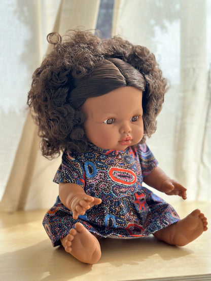 Aboriginal Baby Doll Fully Dressed in 3 designs First Nation Resources by Mini Colettos Zaara 34cm Pretend and Imaginary play Toy gift idea for 3yrs+