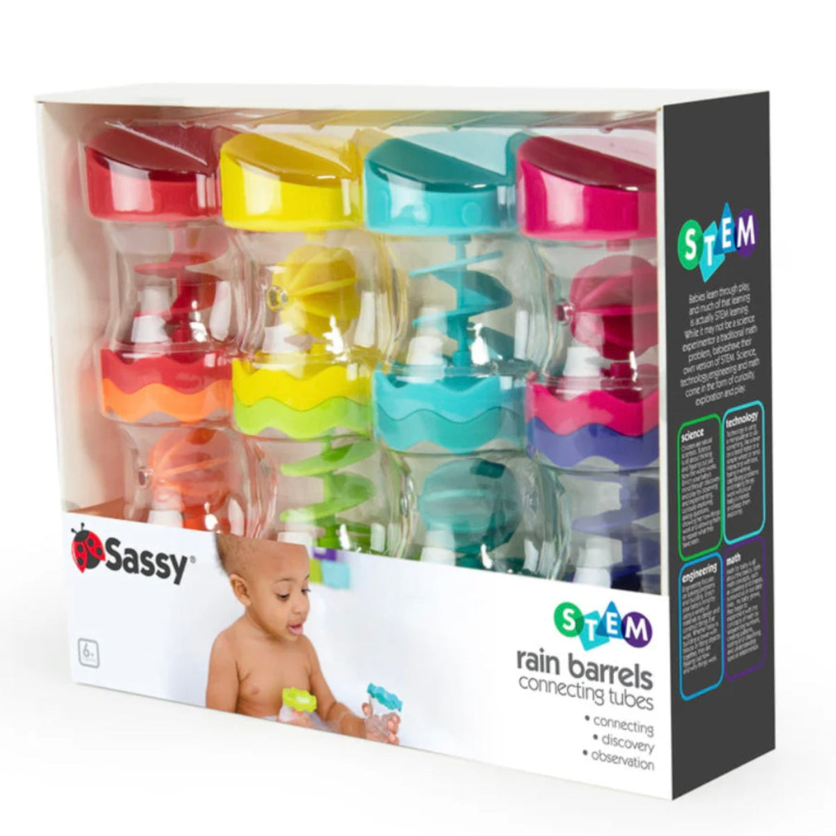 Rain Barrels Connecting Tubes Set of 8 by Sassy Sensory Baby Toys 6m+ ETA 08/10