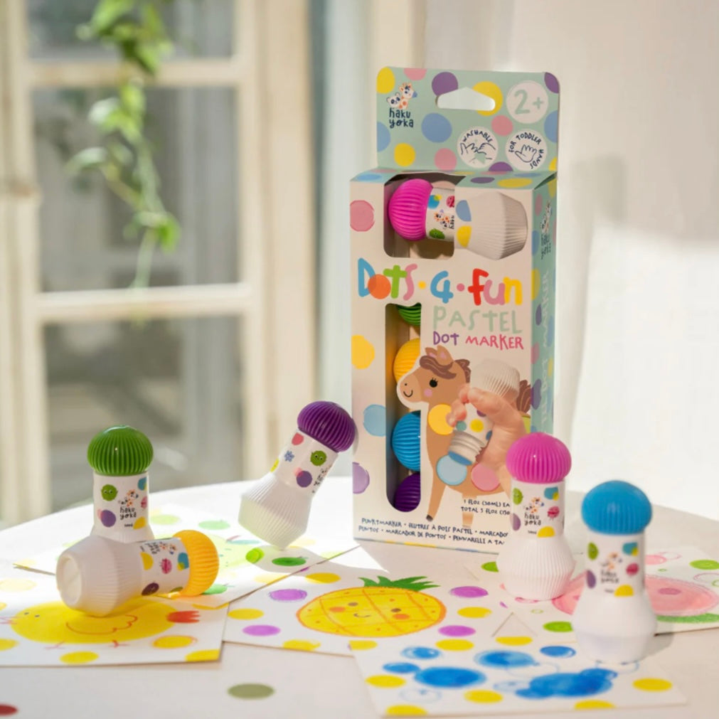 Haku Yoka Dots 4 Fun Pastel Dot Markers Set of 5 Art and Craft for Kids 2yrs+