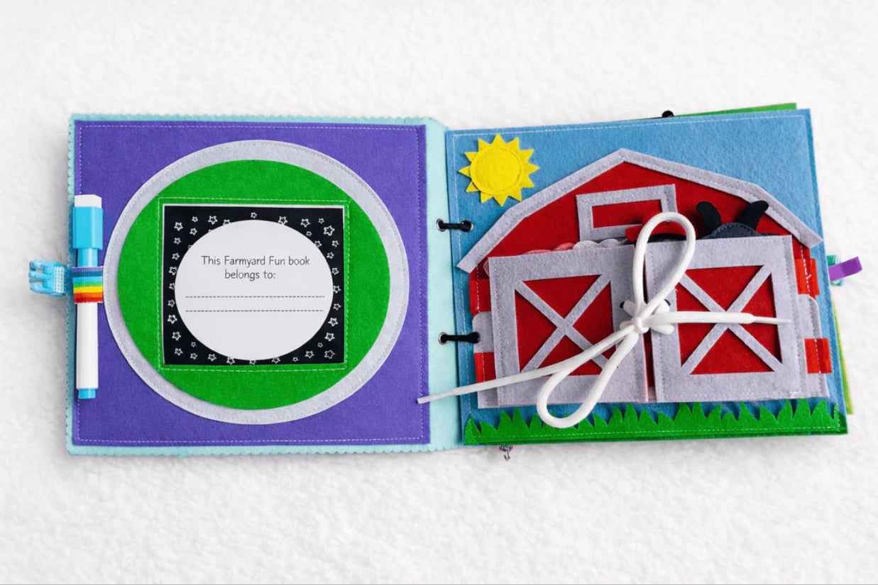 Wondertivity Farmyard Fun Busy Book Fabric Activity Book Kids Travel Toys 3yrs+