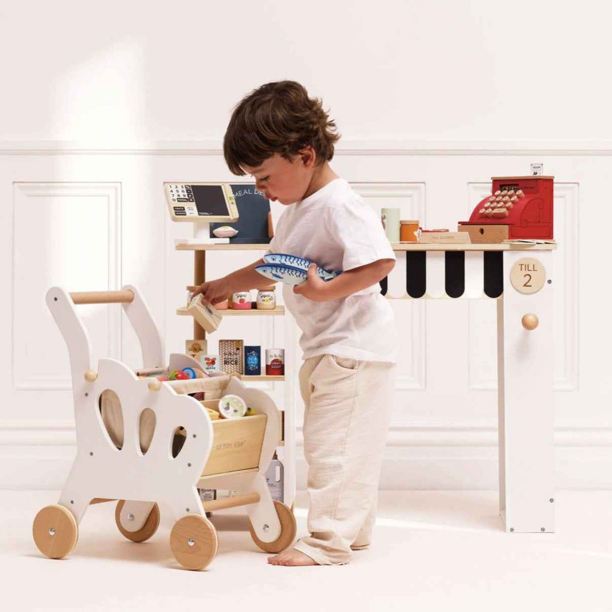Le Toy Van Wooden Cash Register Shop Till and Money Early Math Role Play 3yrs+
