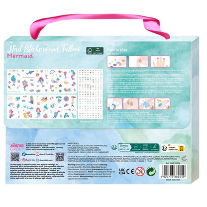 Avenir Mermaid Nail Sticker and Tattoos Makeup Art and craft for kids Fairy Unicorn and Castle Theme 3yrs+