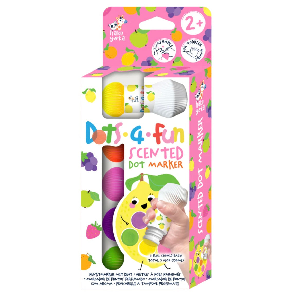 Haku Yoka Dots 4 Fun Scented Dot Markers Rainbow Set of 5 Art and Craft for Kids 2yrs+