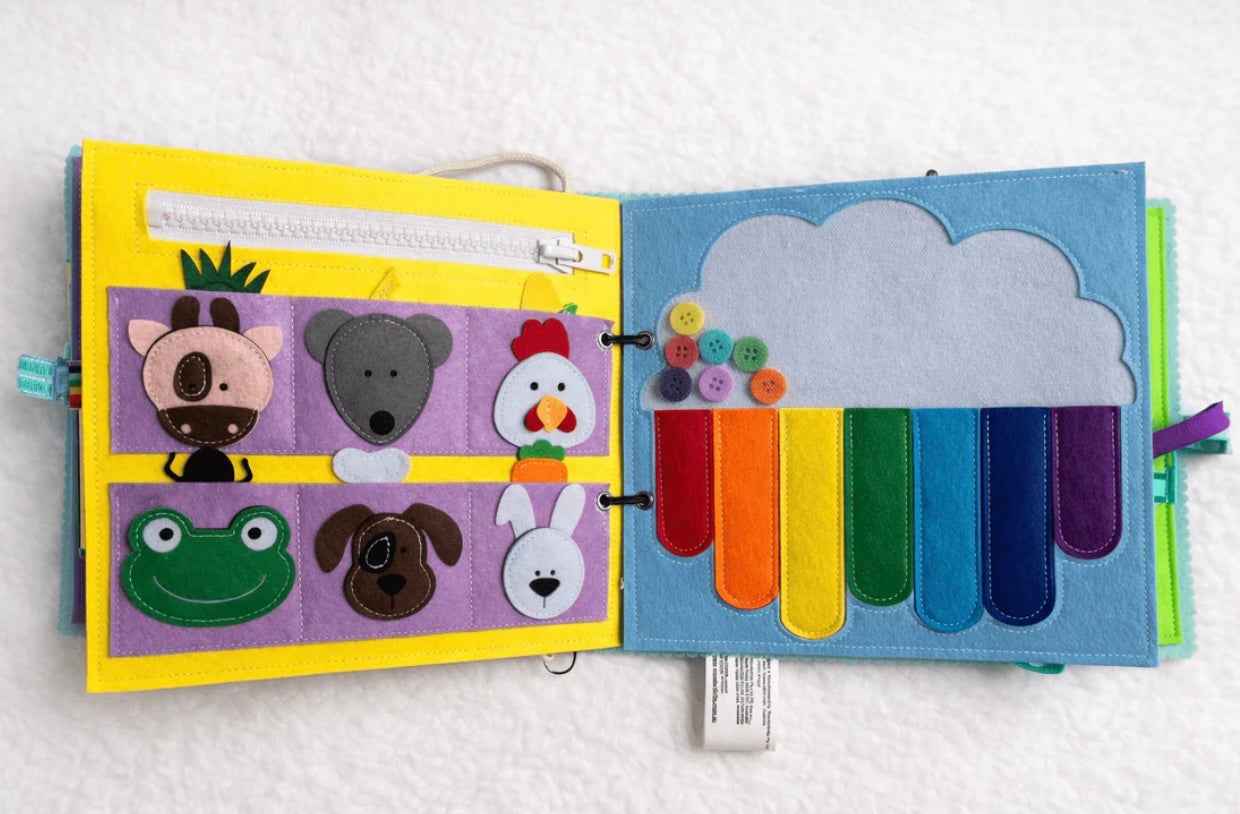 Wondertivity Farmyard Fun Busy Book Fabric Activity Book Kids Travel Toys 3yrs+