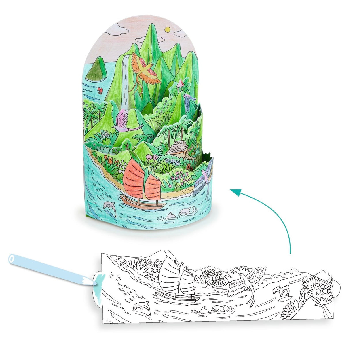 On Top Of My Island 3D Colouring Diorama by Djeco 8yrs+