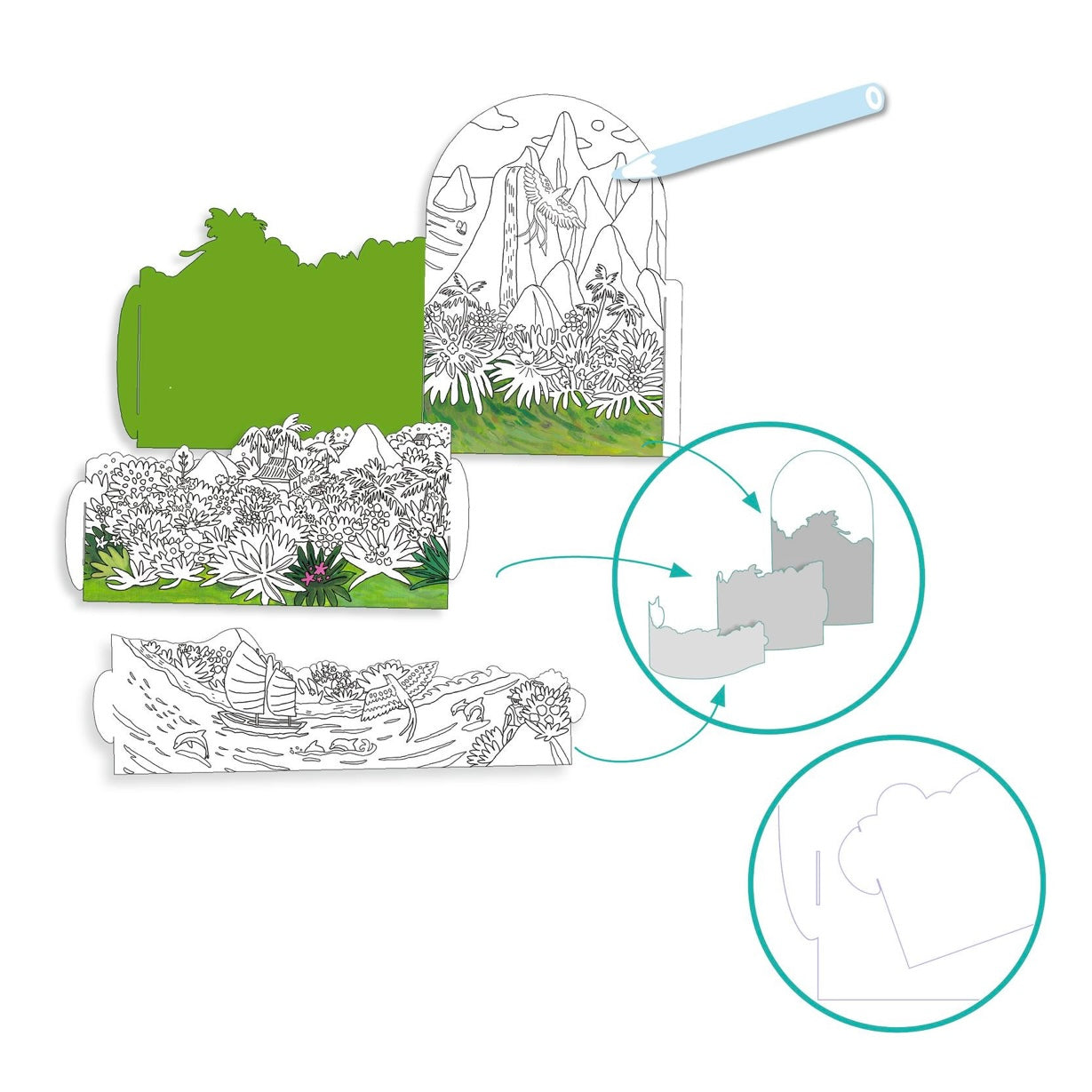 On Top Of My Island 3D Colouring Diorama by Djeco 8yrs+