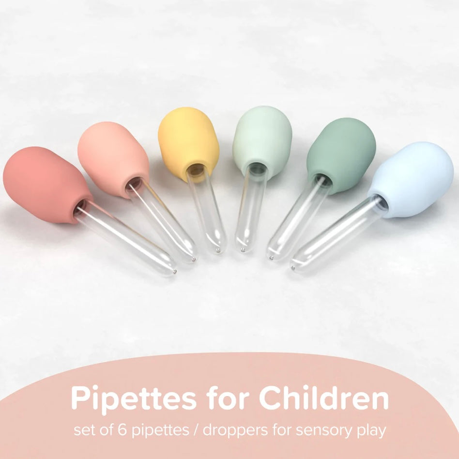 Inspire My Play Pastel Silicone Sensory Play Pipettes/Droppers 6pcs Motor Skills Developmental Toys Art and Craft for kids 2yrs+