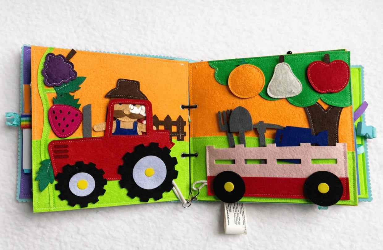 Wondertivity Farmyard Fun Busy Book Fabric Activity Book Kids Travel Toys 3yrs+