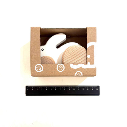 Small White Rabbit Wooden Push Along Roller by Bajo Developmental Toys for Toddlers Baby Toys 12m+