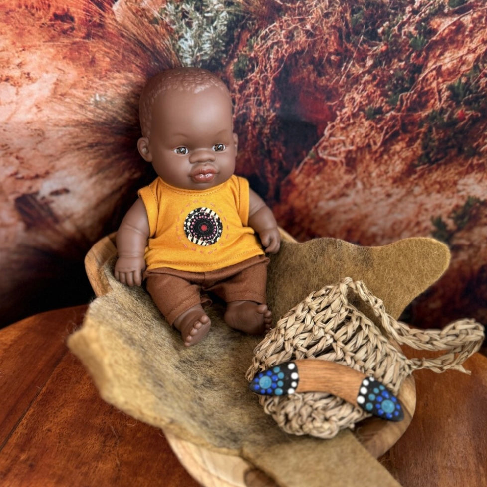 Aboriginal Australian 21cm Baby Coolamon Set Boy or Girl Indigenous First Nation Resources School Range