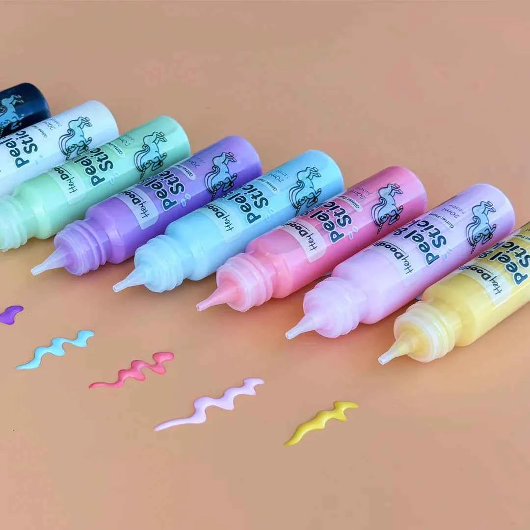 Hey Doodle Peel and Stick Glitter Paint 8 Colours Art and Craft for Kids 3yrs+